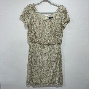 Gold / Champagne Beaded Cocktail Dress